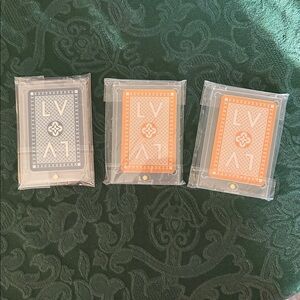 SET OF THREE Louis Vuitton Navy and Orange Playing Cards